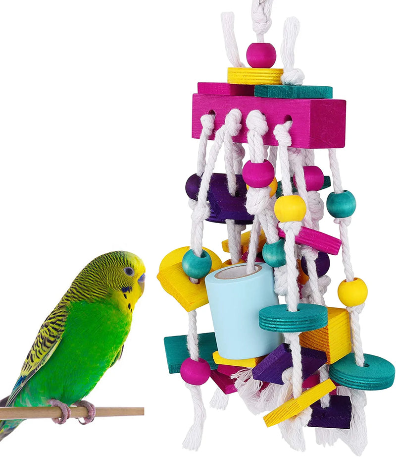 Pawaboo Pet Bird Chewing Toys, Parrot Cage Bite Toys, Bird Tearing Entertaining Toys, Multicolored Wooden Block Tearing Toys for Small and Medium Parrots and Pet Birds, Colorful Animals & Pet Supplies > Pet Supplies > Bird Supplies > Bird Toys Pawaboo   