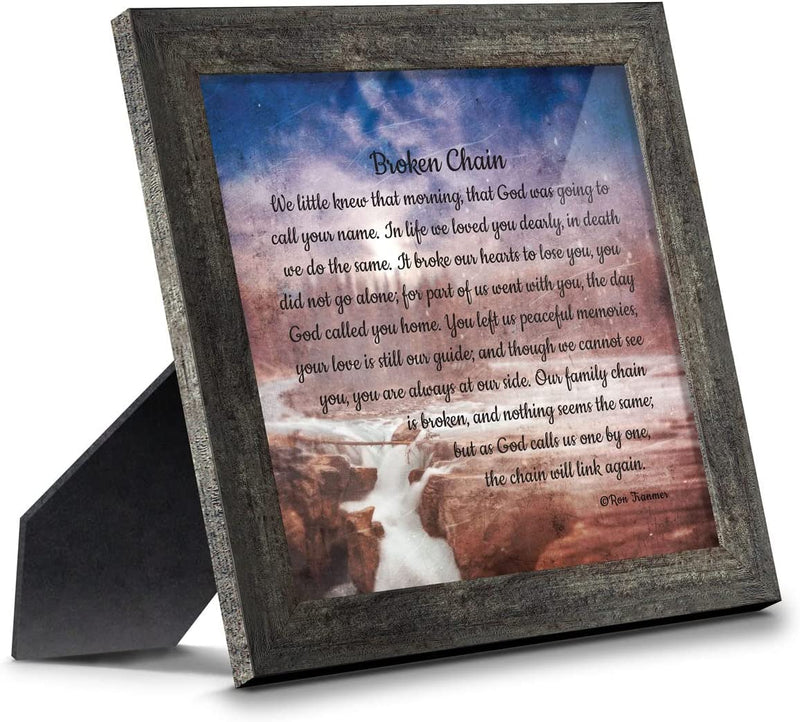 Sympathy Gift in Memory of Loved One, Memorial Picture Frames for Loss of Loved One, Memorial Grieving Gifts, Condolence Card, Bereavement Gifts for Loss of Mother, Father, Broken Chain Frame, 6382BW Home & Garden > Decor > Picture Frames Crossroads Home Décor Barnwood 8x8 