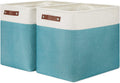 DULLEMELO Storage Bins 16"X12"X12" with Leather Handles for Organizing,Decorative Collapsible Storage Baskets for Shelves Closet Home Office (Black&Grey) Home & Garden > Household Supplies > Storage & Organization DULLEMELO White&Teal Large-17"x12"x15" 
