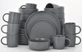 Famiware Dinnerware Set, 16 Piece Dishes Set, Plates and Bowls Set for 4, Black Matte Home & Garden > Kitchen & Dining > Tableware > Dinnerware famiware Gray Matte Service For 8 