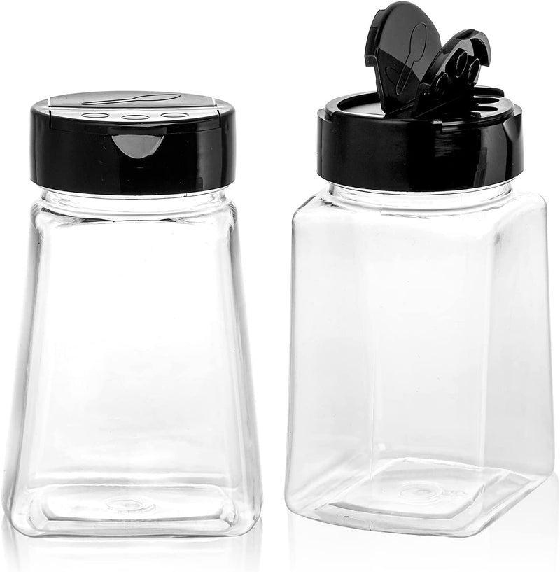 Tebery 24 Pack Clear Plastic Spice Jars with Black Flap Cap, 9OZ Seasoning Jars Storage Container Bottle to Pour or Sifter Shaker for Storing Spice, Herbs and Powders Home & Garden > Decor > Decorative Jars Tebery   