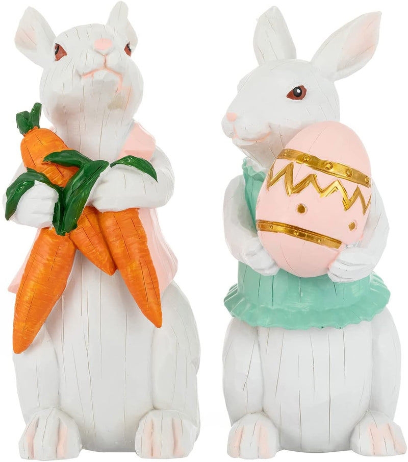 FUHAOSHE Easter Bunny 2 PCS Spring Decor Big White Rabbit Figurines Bunny Statue Easter Craft Gifts Decorations for Home (2 White Rabbits) Home & Garden > Decor > Seasonal & Holiday Decorations FUHAOSHE   