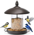 Bird Feeder for outside Hanging,Bird Seed for outside Wild Bird Feeders for Garden Yard Outdoor Decoration,Round Roof Design for Sun-Proof and Rainproof, Brown Animals & Pet Supplies > Pet Supplies > Bird Supplies > Bird Cage Accessories > Bird Cage Food & Water Dishes Staryouju Brown  