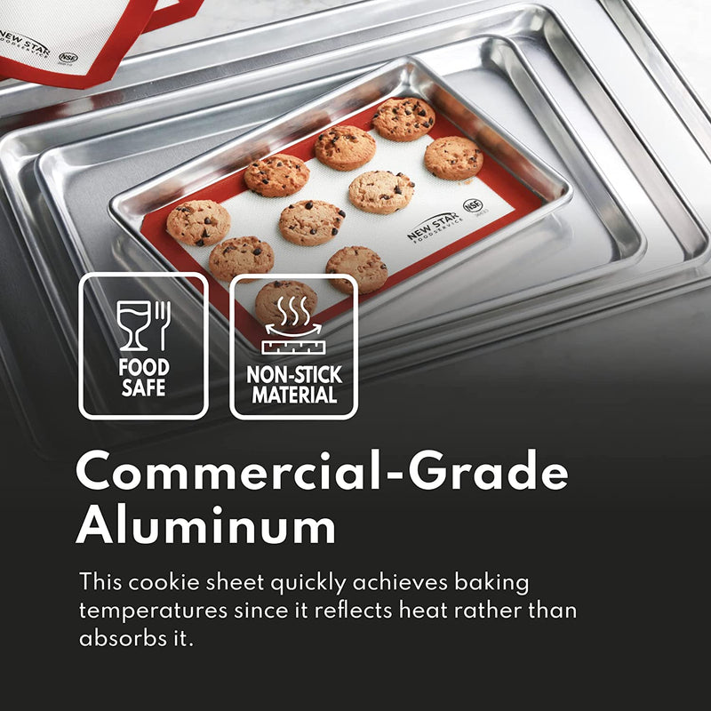 New Star Foodservice 38422 Commercial-Grade 18-Gauge Aluminum Sheet Pan/Bun Pan & Silicone Baking Mat Set, 9" L X 13" W X 1" H (Quarter Size) Home & Garden > Kitchen & Dining > Cookware & Bakeware New Star Foodservice   