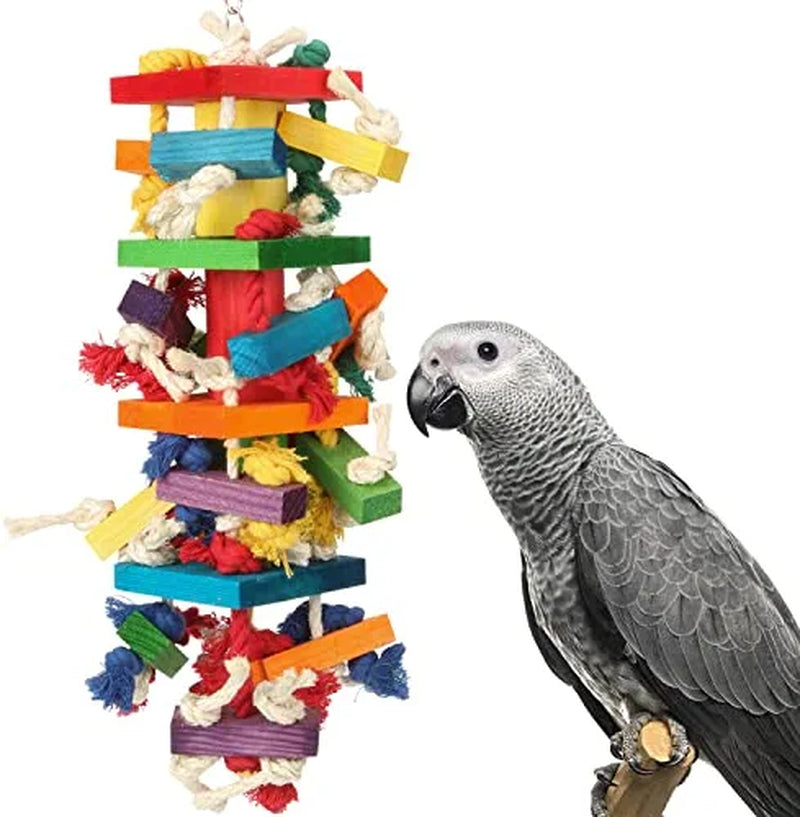 GATMAHE Chewing Toys for Large Bird African Greys Parrots Doves Macaws Cockatoo, Finches Wooden Block Toys for Climbing, Chewing, Unraveling and Preening Animals & Pet Supplies > Pet Supplies > Bird Supplies > Bird Toys GATMAHE L (18.5”×5.5”)  