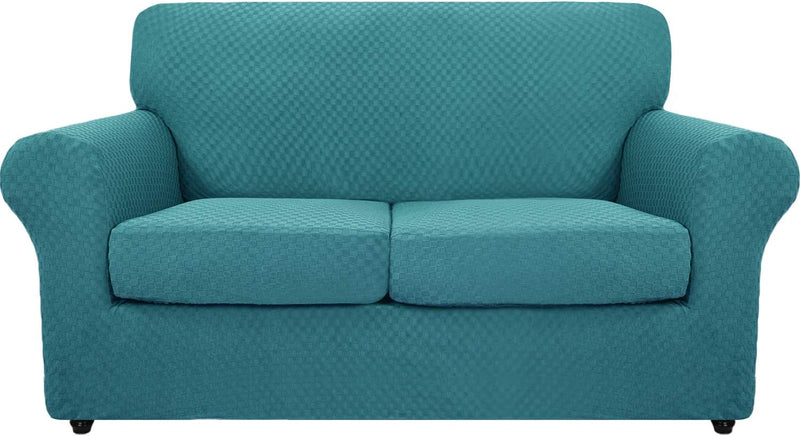 MAXIJIN 4 Piece Newest Couch Covers for 3 Cushion Couch Super Stretch Non Slip Couch Cover for Dogs Pet Friendly Elastic Jacquard Furniture Protector Sofa Slipcovers (Sofa, Dark Coffee) Home & Garden > Decor > Chair & Sofa Cushions MAXIJIN Peacock Blue 55"-69"(2 CUSHIONS) 