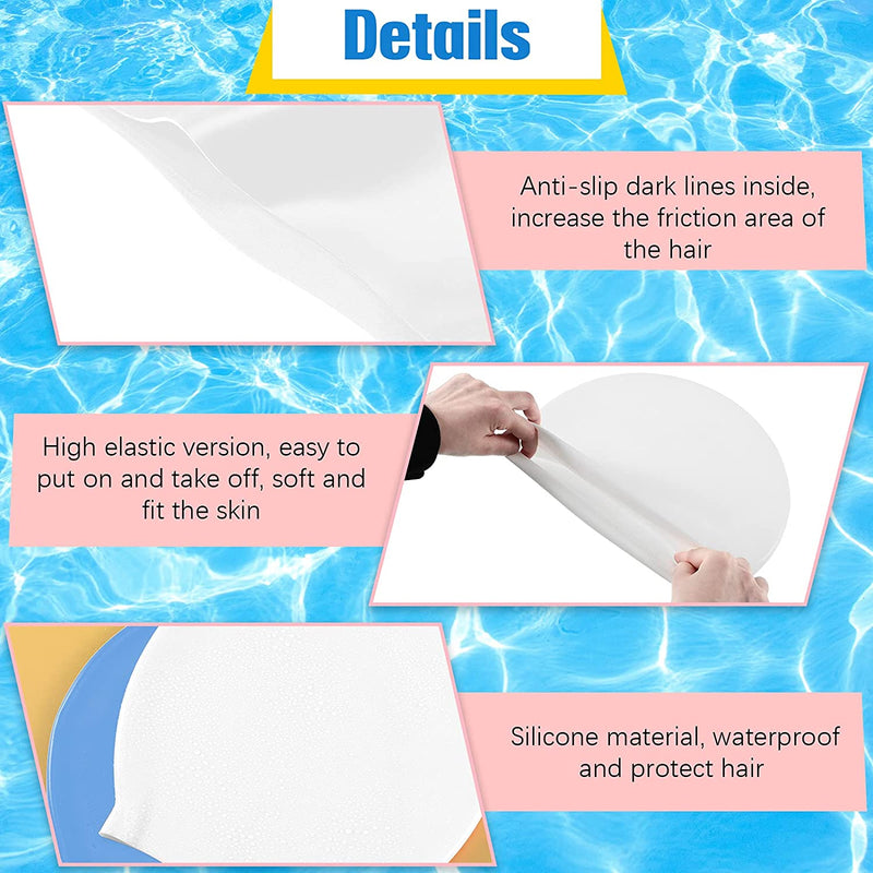 2 Piece Long Hair Swimming Cap for Man and Woman Silicone Swimming Cap Waterproof for Dreadlocks, Braids, Curls Sporting Goods > Outdoor Recreation > Boating & Water Sports > Swimming > Swim Caps Syhood   
