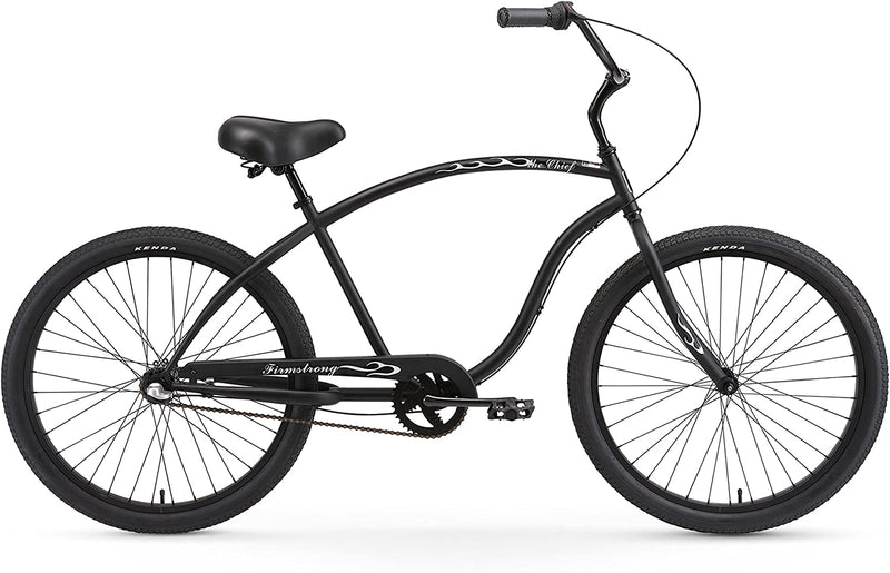 Firmstrong Chief Man Three Speed Beach Cruiser Bicycle, Matte Black, 19 Inch / Large (15183) Sporting Goods > Outdoor Recreation > Cycling > Bicycles Firmstrong   