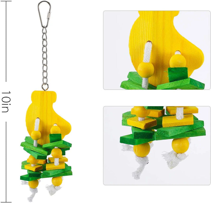 Hamiledyi Natural Wood Block Bird Cage Toys Parrot Chewing Toy , Orange & Apple & Banana & Grapes Shaped Hanging Foraging Toy for Small&Medium Birds Parakeets Cockatiels Conures Budgie Canary,4Pcs Animals & Pet Supplies > Pet Supplies > Bird Supplies > Bird Toys Hamiledyi   
