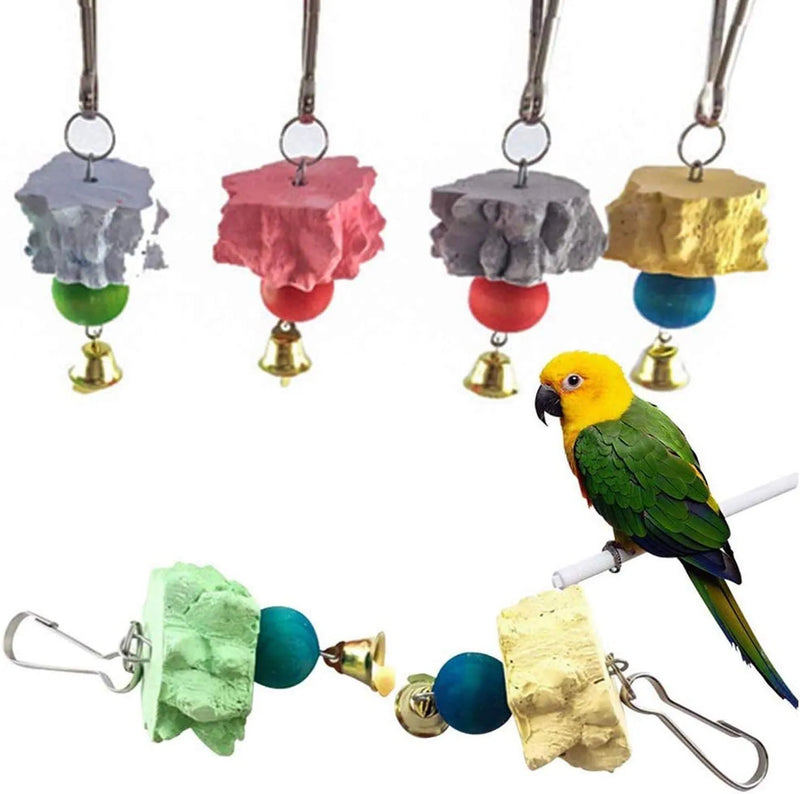 Bird Grinding Beak Calcium Stone with Bell,Rat Mineral Lava Block Trimming Teeth Chewing Toys for Chinchilla Bunny Budgie Cockatiel Parakeet Parrot 6-Pcs(Random Delivery of Color) Animals & Pet Supplies > Pet Supplies > Bird Supplies > Bird Toys BLSMU   