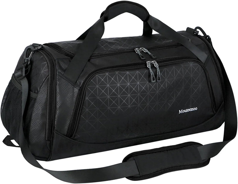 Sports Travel Duffel Gym Bag for Men Women with Shoes Compartment - Mouteenoo Home & Garden > Household Supplies > Storage & Organization Mouteenoo Black One Size 