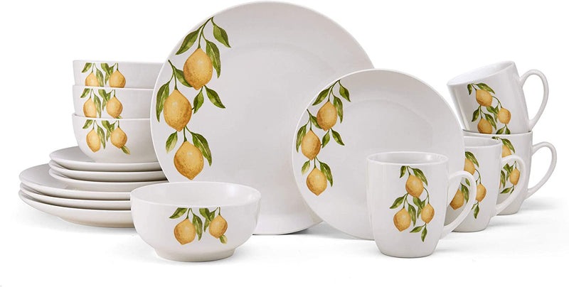 Studio Nova Porcelain 16-Piece Dinnerware Set, Service for 4, Countryside Lemons Home & Garden > Kitchen & Dining > Tableware > Dinnerware Studio Nova Countryside Lemons  