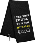 Funny Golf Towel, Oh My God Look at Her Putt - Golf Gifts for Men Women, Golf Accessories for Women, Embroidered Golf Towels for Golf Bags with Clip, Black Sporting Goods > Outdoor Recreation > Winter Sports & Activities botogift Black-to Wash My Balls  