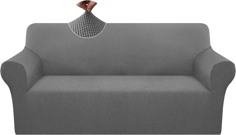 Pepibear Luxurious Sofa Cover for 3 Cushion Couch anti Slip Stylish Couch Cover Super Soft Sofa Slipcovers Washable Furniture Protector with Elastic Bottom (Large, Light Gray) Home & Garden > Decor > Chair & Sofa Cushions Pepibear Light Gray Large 