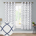 HOMEDIAS Grey Moroccan Sheer Curtains Embroidery Curtains for Bedroom Room 52 X 84 Inch Long Grommet Top Semi Sheer Curtains Light Filtering Voile Curtains 2 Panels Window Curtains