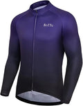 ROTTO Cycling Jersey Mens Bike Shirt Long Sleeve Gradient Color Series Sporting Goods > Outdoor Recreation > Cycling > Cycling Apparel & Accessories ROTTO 10 Purple-black Large 
