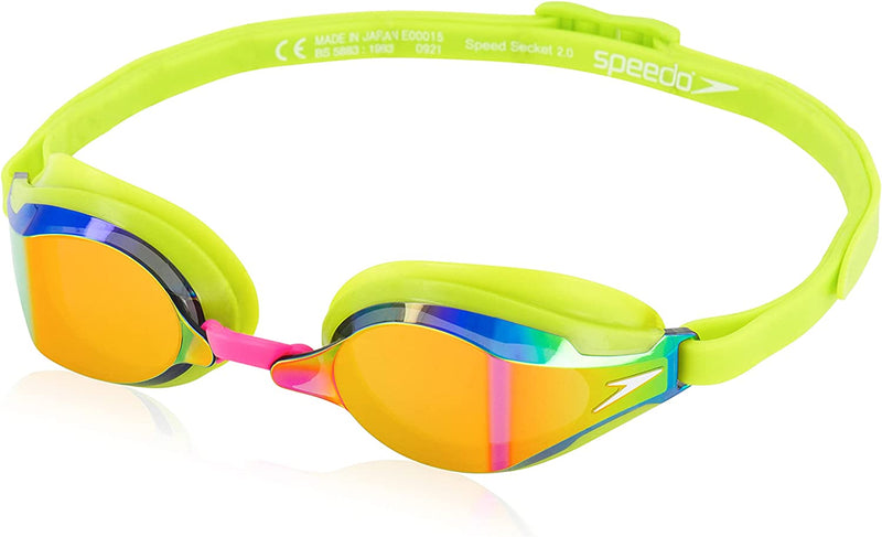 Speedo Unisex-Adult Swim Goggles Speed Socket 2.0 Sporting Goods > Outdoor Recreation > Boating & Water Sports > Swimming > Swim Goggles & Masks Speedo Lime Green/Smoke/Ablaze Mirrored  