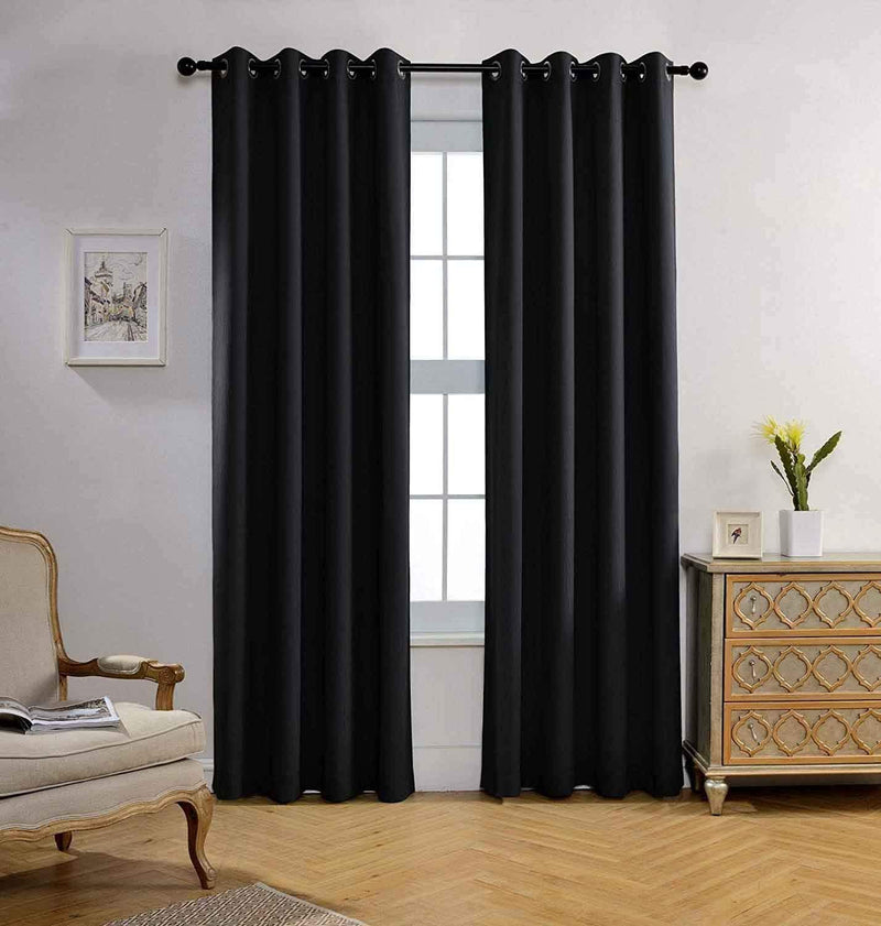 Miuco Room Darkening Texture Thermal Insulated Blackout Curtains for Bedroom 1 Pair 52X63 Inch Black Home & Garden > Decor > Window Treatments > Curtains & Drapes MIUCO Black 52x84 inch 