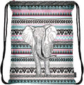 Meffort Inc Lightweight Drawstring Bag Sport Gym Sack Bag Backpack with Side Pocket - Almond Blossom Home & Garden > Household Supplies > Storage & Organization Meffort Inc Elephant Design  