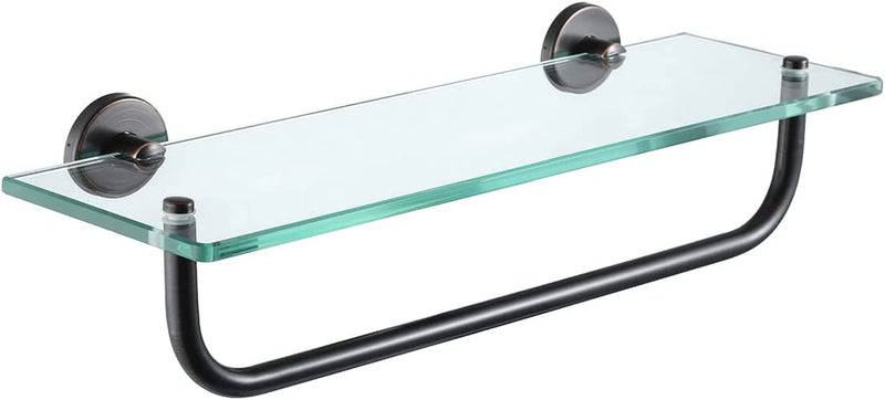 JQK Bathroom Glass Shelf Oil Rubbed Bronze, Tempered Glass Shower Storage 16 by 5 Inches, 304 Stainless Steel ORB Wall Mount, TGS101-ORB Home & Garden > Household Supplies > Storage & Organization JQK Products   
