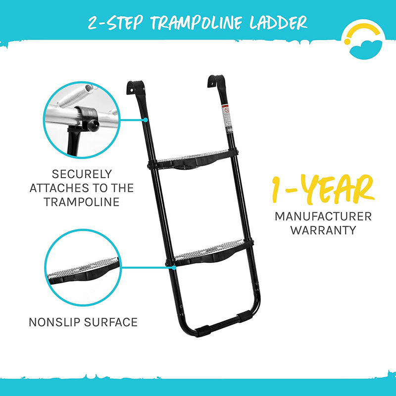 Skybound Two-Steps Universal Trampoline Ladder - Wide-Step Ladder for Trampoline - Heavy-Duty Steel Ladder with Non-Slip Plastic Steps - Trampoline Parts and Accessories - Durable and Easy Install Sporting Goods > Outdoor Recreation > Winter Sports & Activities SkyBound   
