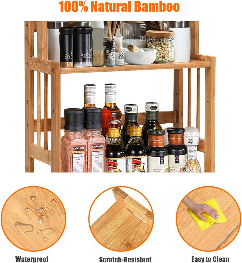 Giantex 3-Tier Bamboo Spice Rack, Countertop Storage Organizer for Kitchen and Bathroom, Spice Bottle Jars Holder with Adjustable Shelf (Natural) Home & Garden > Decor > Decorative Jars Giantex   
