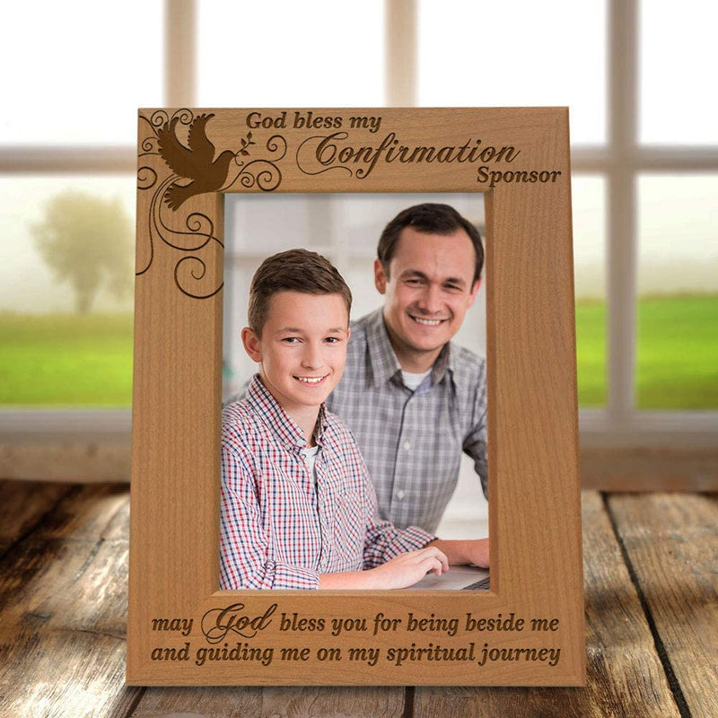 KATE POSH - God Bless My Confirmation Sponsor - May God Bless You for Being beside Me and Guiding Me on My Spiritual Journey - Picture Frame (4X6 Vertical) Home & Garden > Decor > Picture Frames KATE POSH   