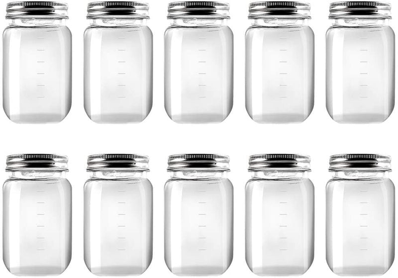 Novelinks 16 Ounce Clear Plastic Jars Containers with Screw on Lids - Refillable round Empty Plastic Slime Storage Containers for Kitchen & Household Storage - BPA Free (20 Pack) Home & Garden > Decor > Decorative Jars novelinks Silver 10 Pack 16 Ounce 