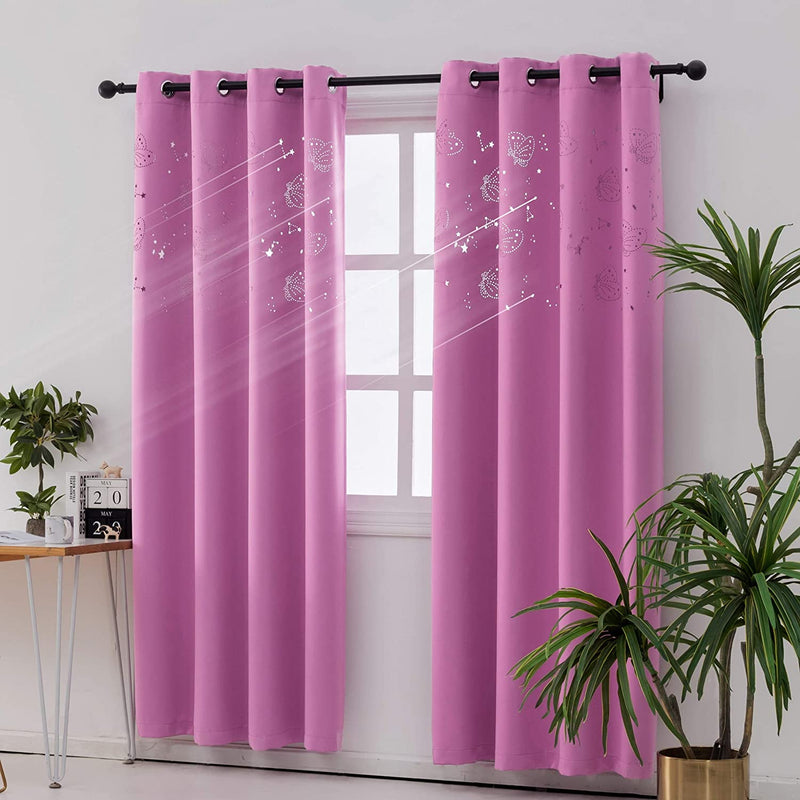 MANGATA CASA Halloween Blackout Curtains 63Inch Long 2 Panels Set with Skull for Bedroom-Goth Black Drapes for Living Room-Cutout Window Curtain Panels(Black 52X63In) Home & Garden > Decor > Window Treatments > Curtains & Drapes MANGATA CASA Peach Pink 52X84IN-2PANELS 