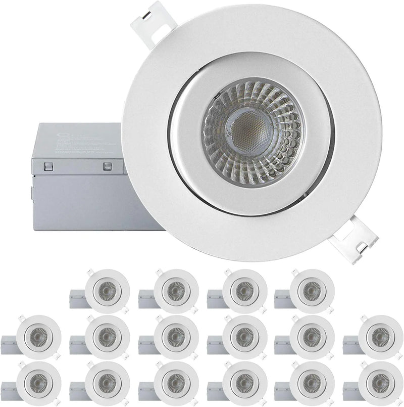 QPLUS 4 Inch 5000K 24 Pack Airtight Eyeball Gimbal LED Recessed Lighting with Junction Box/Canless Downlight/Pot Light, 10 Watts, 750Lm, Dimmable, Energy Star and Cetlus Listed Home & Garden > Lighting > Flood & Spot Lights QPLUS 5000K Day Light 16 Pack 