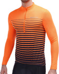 Spotti Men'S Cycling Bike Jersey Long Sleeve with 3 Rear Pockets - Moisture Wicking, Breathable, Quick Dry Biking Shirt Sporting Goods > Outdoor Recreation > Cycling > Cycling Apparel & Accessories Spotti Orange Stripe Small 