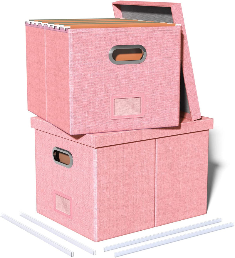 Oterri File Storage Organizer Box,Filing Box,Portable File Box with Lid,Fit for Letter/Legal File Folder Storage, Easy Slide Durable Hanging File Box for Office/Decor/Home,1 Pack,Gray-Box Only Home & Garden > Household Supplies > Storage & Organization Oterri New-pink 2 pack 