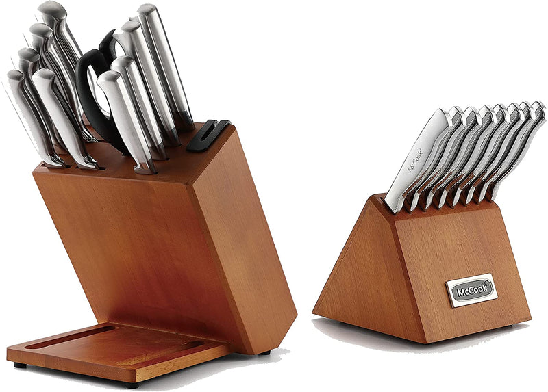Mccook® MC35 Knife Sets with Built-In Sharpener,11 Pieces German Stainless Steel Hollow Handle Kitchen Knives Set in Acacia Block Home & Garden > Kitchen & Dining > Kitchen Tools & Utensils > Kitchen Knives McCook Walnut Block 20 Pieces 