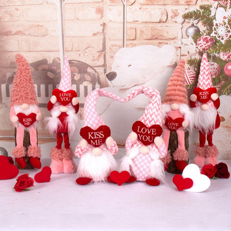 Love Faceless Gnome Handmade Table Ornament Dwarf Doll Valentine'S Present Valentine'S Day Decoration Home & Garden > Decor > Seasonal & Holiday Decorations Ardorlove   