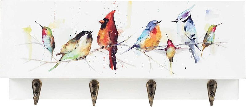 DEMDACO Dean Crouser Little Birds on a Branch Cardinal Nuthatch Bluejay Watercolor 10 X 4 Wood Mail Storage Organizer with Key Hooks Home & Garden > Household Supplies > Storage & Organization DEMDACO Little Birds On A Branch  