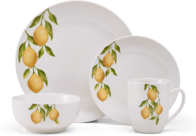 Studio Nova Porcelain 16-Piece Dinnerware Set, Service for 4, Countryside Lemons Home & Garden > Kitchen & Dining > Tableware > Dinnerware Studio Nova   