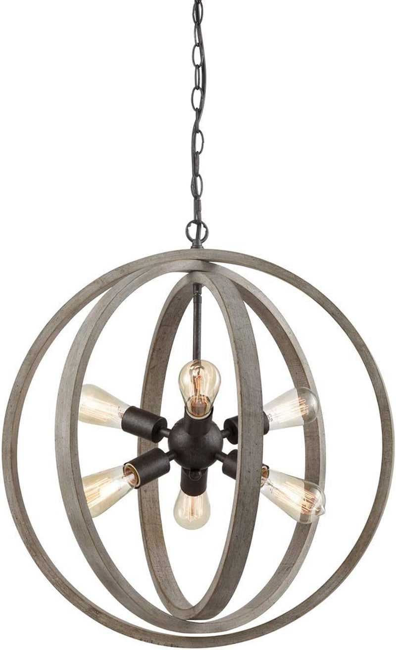 AXILAND Wood Chandelier Farmhouse Chandeliers for Dining Rooms 6 Lights Home & Garden > Lighting > Lighting Fixtures > Chandeliers AXILAND Rust-6 Light  