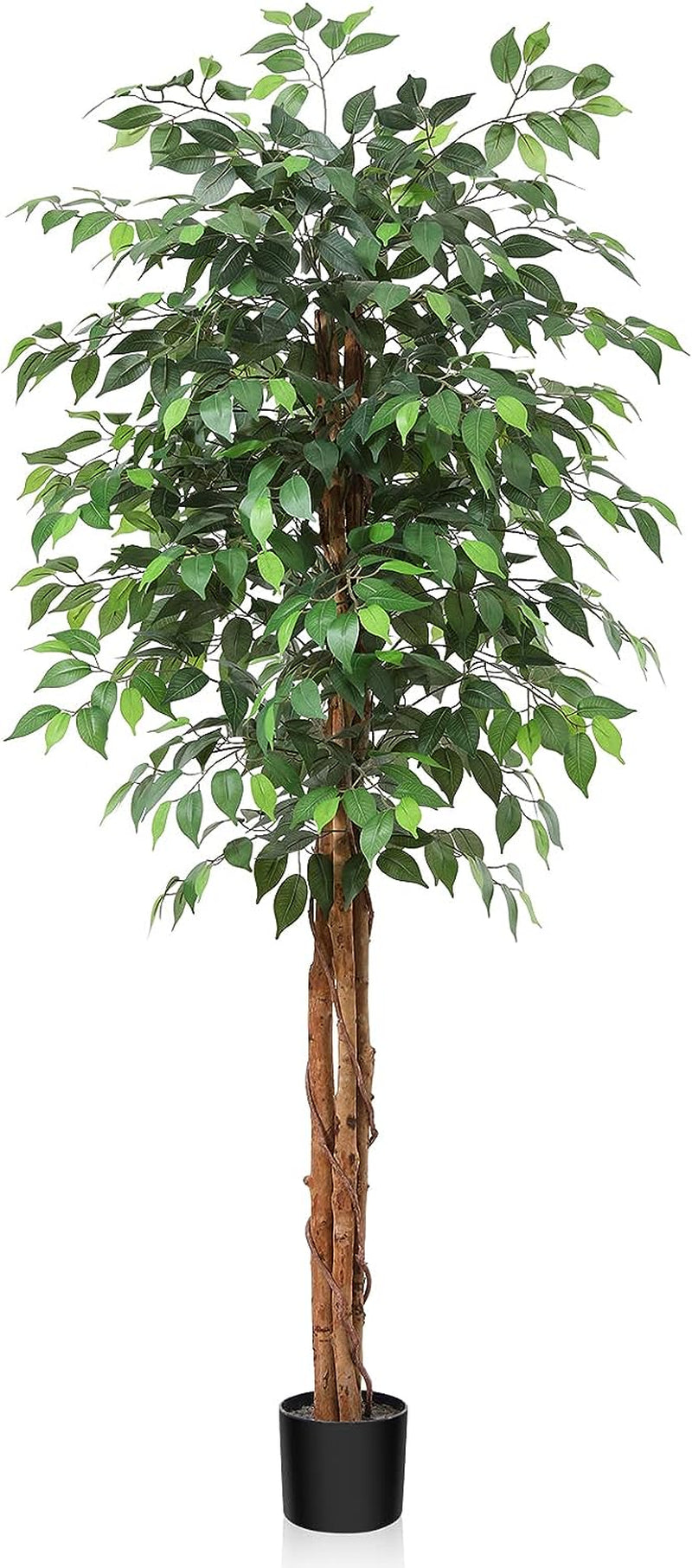 OAKRED 7FT Silk Artificial Ficus Tree with Realistic Leaves and Natural Trunk Fake Plants Tall Fake Tree Faux Ficus Tree for Office House Living Room Home Decor Indoor Outdoor,Set of 1  OAKRED 1 6 Ft 