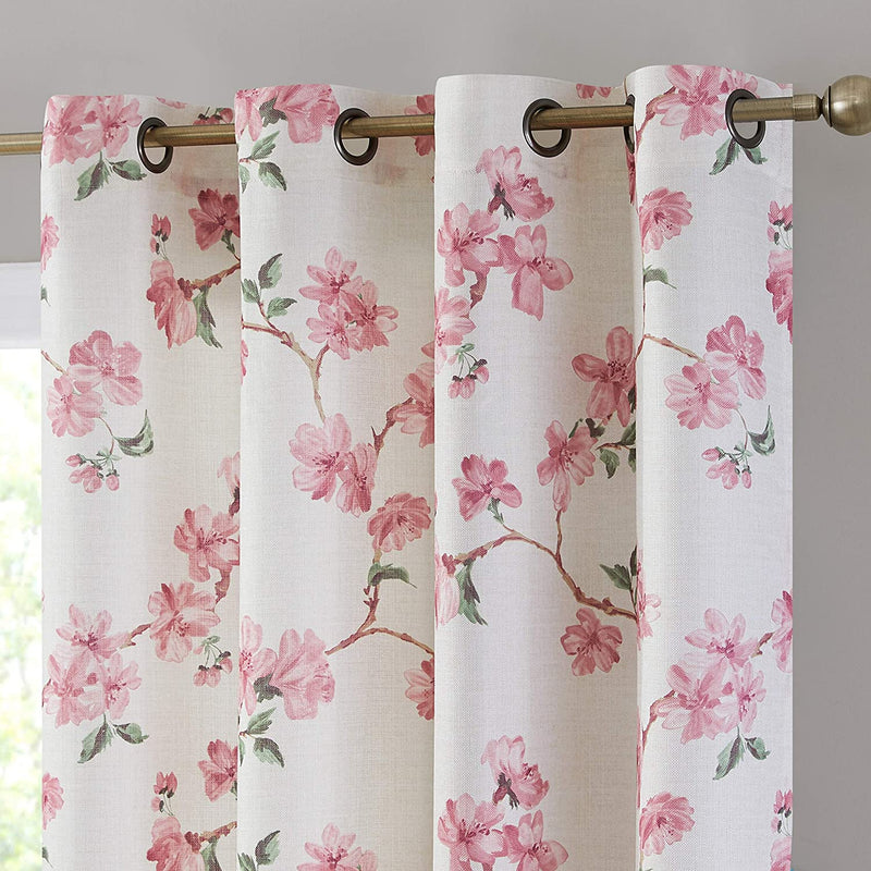 HLC.ME Jade Floral Decorative Textured Light Filtering Grommet Window Treatment Curtain Drapery Panels for Bedroom & Living Room - Set of 2 Panels (54 X 96 Inches Long, Pink) Home & Garden > Decor > Window Treatments > Curtains & Drapes HLC.ME   