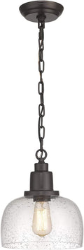 EAPUDUN Modern Farmhouse Pendant Light, 1-Light Industrial Hanging Light Fixture 9.3-Inch, Brushed Nickel Finish with Clear Glass Shade, PDA1127-BNK Home & Garden > Lighting > Lighting Fixtures EAPUDUN Black 1 Light 