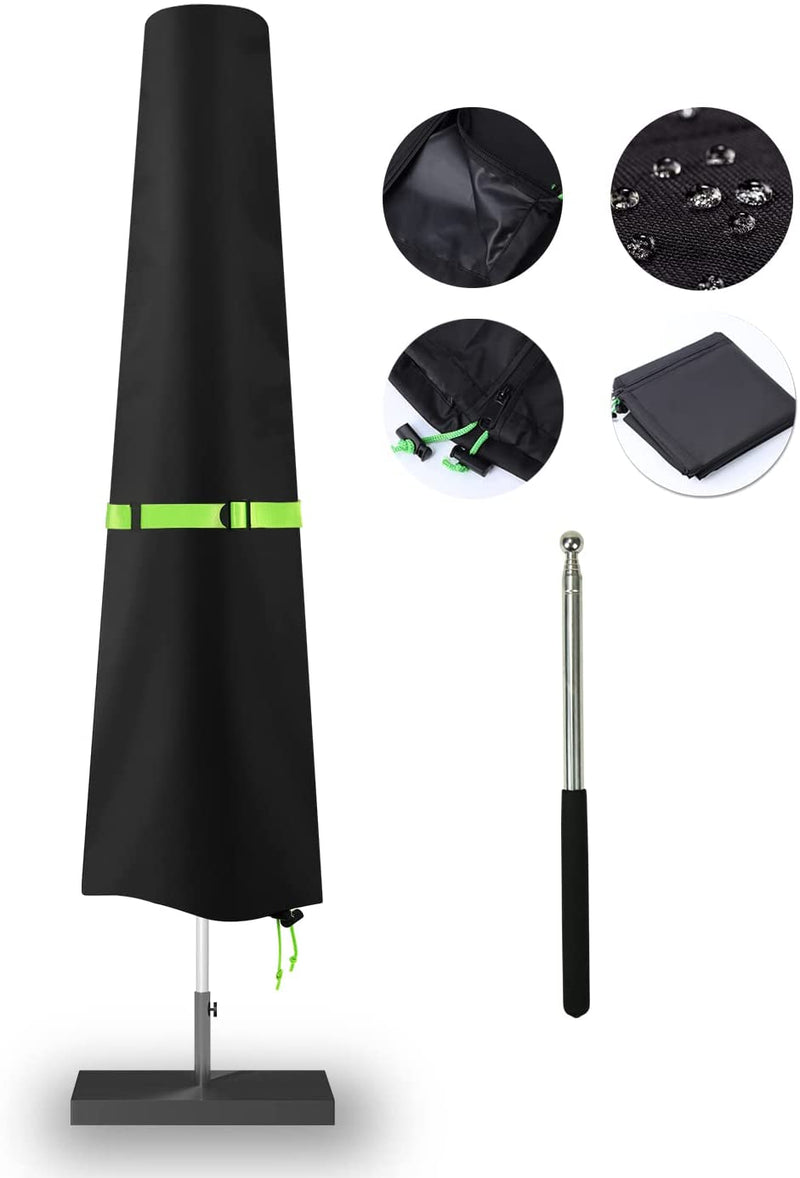 REDRICH Patio Umbrella Cover - Waterproof Patio Parasol Covers with Zipper for 7Ft to 11Ft Outdoor Umbrellas Black Sporting Goods > Outdoor Recreation > Fishing > Fishing Rods REDRICH 420D Marktet Umbrella 7-11ft & Push Rod  