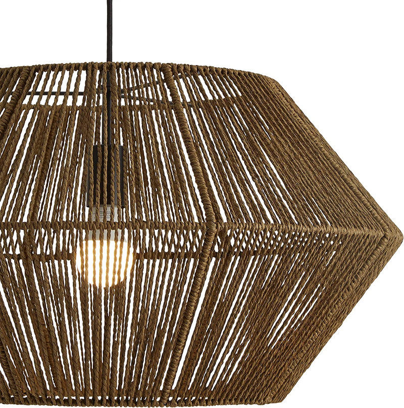 Brand – Rivet Rustic Natural Material Construction Pendant Light with Bulb, 60"H, Brown Home & Garden > Lighting > Lighting Fixtures Rivet   