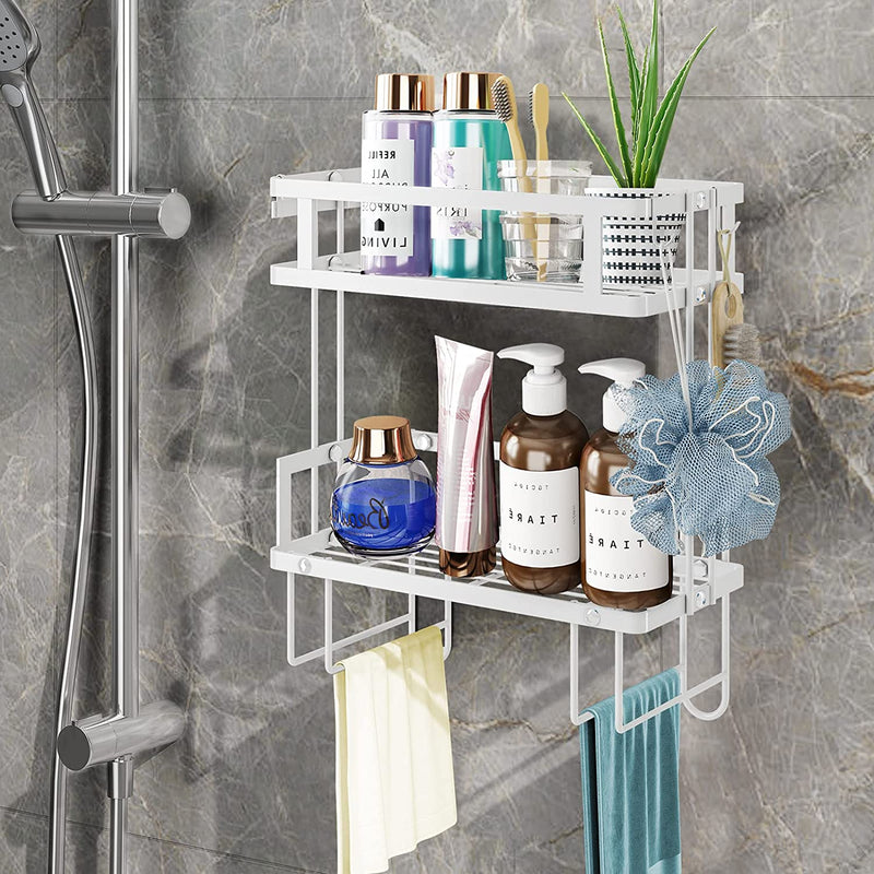 Over the Toilet Storage,Cd HOME Bathroom Organizer Shelves,No Drilling Space Saver Organizer Rack for Paper Towels Shampoo(White, 2-Tier) Home & Garden > Household Supplies > Storage & Organization CD HOME   