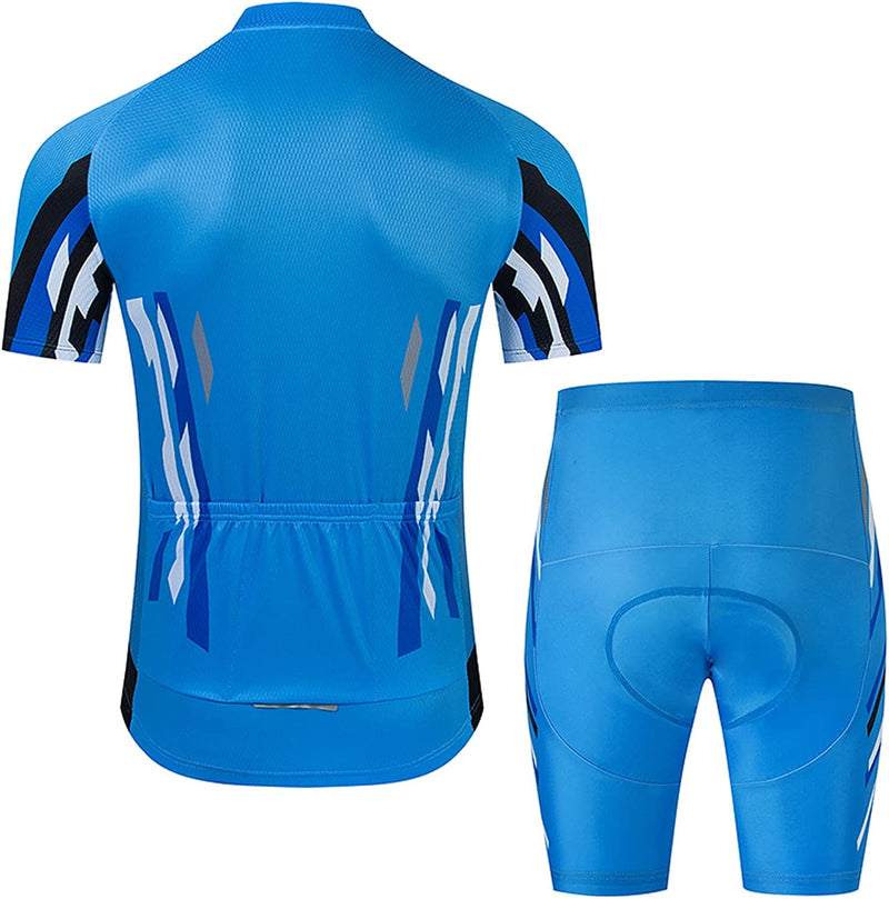 Men'S Cycling Jersey Set Biking Clothes Bicycle Short Sleeve Set with 3D Padded Quick Dry Breathable Sporting Goods > Outdoor Recreation > Cycling > Cycling Apparel & Accessories CYCKINGWD   