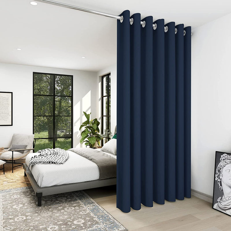 Deconovo Room Divider Curtains for Office (10Ft Wide X 8Ft Tall, 1 Panel, Khaki) Blackout Curtains for Sliding Door, Thermal Window Drapes, Grommet Curtain Panles for Bedroom, Living Room, Loft Home & Garden > Decor > Window Treatments > Curtains & Drapes Deconovo Navy Blue 10ft Wide x 9ft Tall 