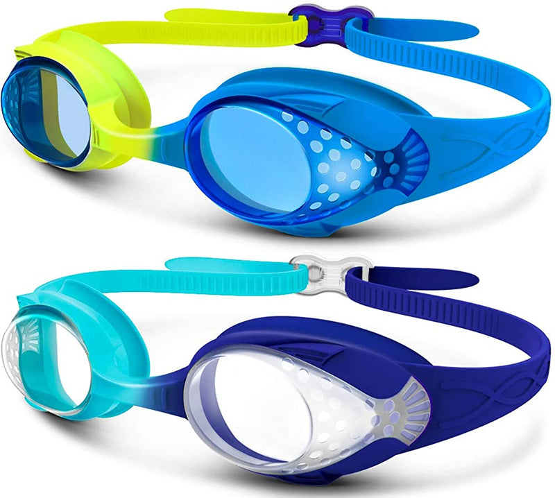 Outdoormaster Kids Swim Goggles 2 Pack - Quick Adjustable Strap Swimming Goggles for Kids Sporting Goods > Outdoor Recreation > Boating & Water Sports > Swimming > Swim Goggles & Masks OutdoorMaster 2 Pack-a  