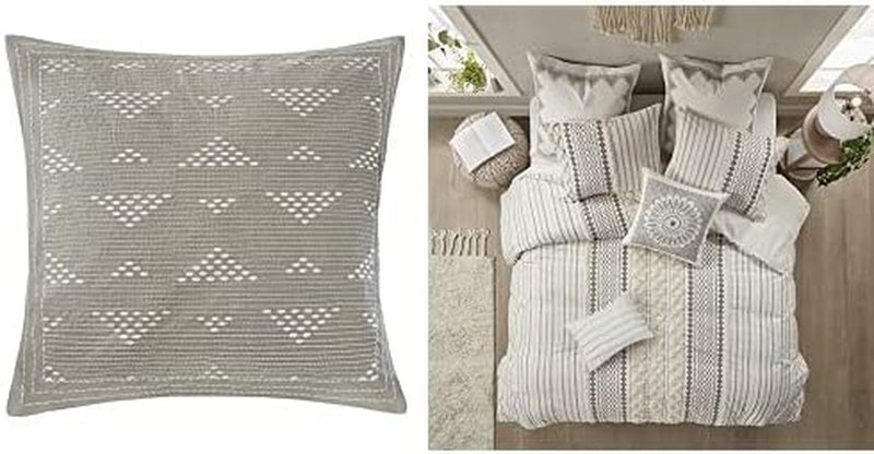 INK+IVY Imani Cotton Comforter Mini Set, Ivory & Bea Oblong Pillow, 12%22X20%22, Imani Ivory Home & Garden > Linens & Bedding > Bedding > Quilts & Comforters INK+IVY Imani, Ivory Chenille Tufted Accent Bedding Set + Pillow, Embroidery Taupe King/Cal King(104"x92")