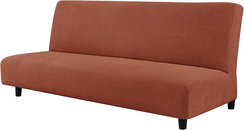 CHUN YI Stretch Armless Sofa Slipcover Elastic Fitted Full Folding Futon Cover without Armrests with Elastic Bottom for Kids, Removable Machine Washable Furniture Sofa for Futon Couch (Sand) Home & Garden > Decor > Chair & Sofa Cushions CHUN YI Brick  