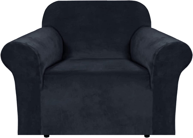 RECYCO Velvet Sofa Covers for 4 Cushion Couch, Furniture Covers for Sofa, Sofa Slipcover 1 Piece for Living Room, Dogs, Navy Home & Garden > Decor > Chair & Sofa Cushions RECYCO Black Chair 