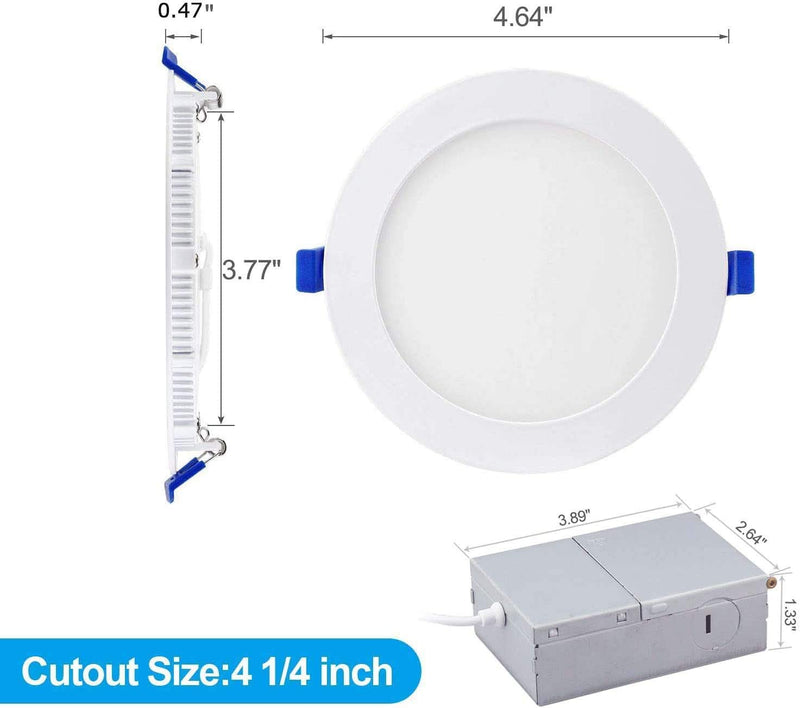 Drart Ultra-Thin 4 Inch Led Recessed Ceiling Lights with Junction Box IC Rated, Retrofit LED Ceiling Light 5000K Daylight, 9W=75W, 750LM Canless Dimmable Wafer Downlight Can Lights, ETL Listed, 6 Pack Home & Garden > Lighting > Flood & Spot Lights Drart   